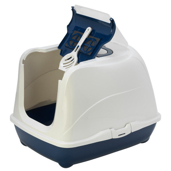 Moderna МОДЕРНА ФЛІП КЕТ закритий туалет для котів з відкидною кришкою 50х39х37 см Чорничний, фото 1