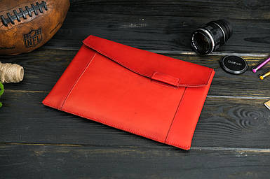 Шкіряний чохол для MacBook, Дизайн №20, натуральна шкіра італійський Краст, колір Червоний