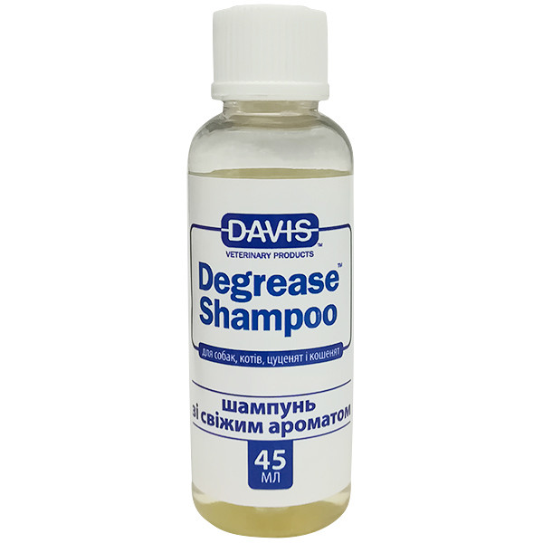 Davis Degrease Shampoo ДЕВІС ДЕГРІС знежирюючий шампунь для собаккотів 0.045л, фото 1