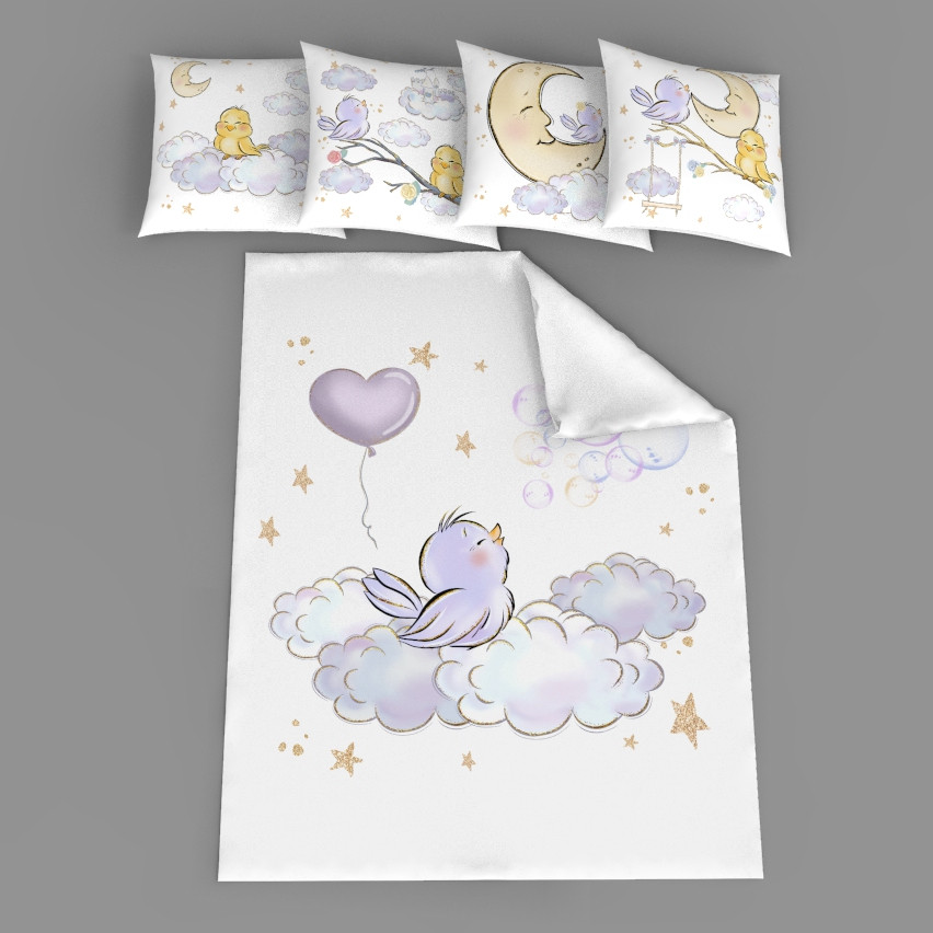 Набір сатинових панелей "Співаюча пташка на хмаринці", фото 1