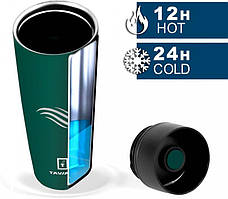 Термопляшка Tavialo 460 мл матовий зелений + 2 ущільнювальні кільця (190460108)