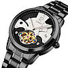 Чоловічий годинник скелетон Skmei 9205 механічні (Чорні з білим), фото 2