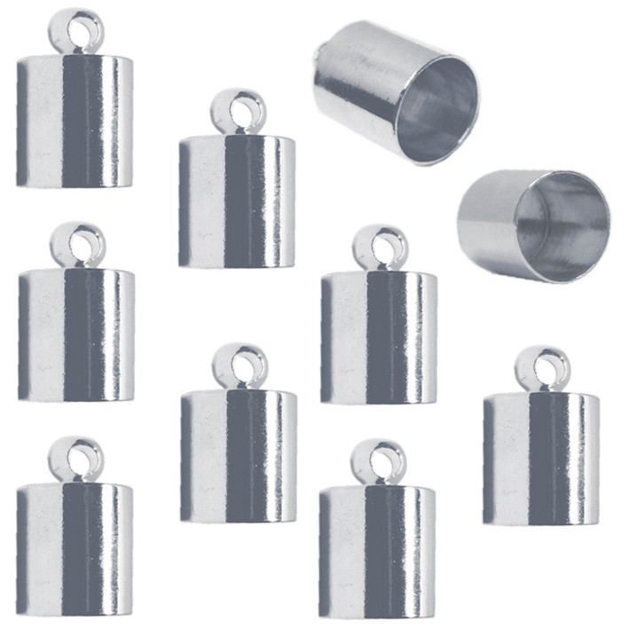 Набір 10 шт 11 мм Кінцевики для Шнура Ковпачки Циліндри, Метал, Колір Срібло, Фурнітура на Біжутерію, фото 1