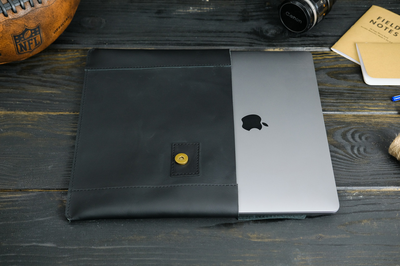 Шкіряний чохол для MacBook Air 13" (2018-2021), Дизайн №20, натуральна шкіра Grand, колір Чорний