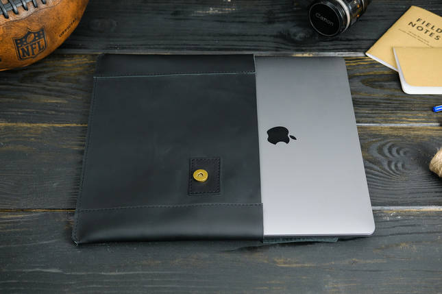 Шкіряний чохол для MacBook Air 13" (2018-2021), Дизайн №20, натуральна шкіра Grand, колір Чорний, фото 1