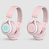 Бездротові Bluetooth навушники з підсвічуванням та мікрофоном BT06C Рожеві, фото 3