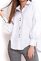 Женская белая рубашка с пышными рукавами фаина размеры 42, 44