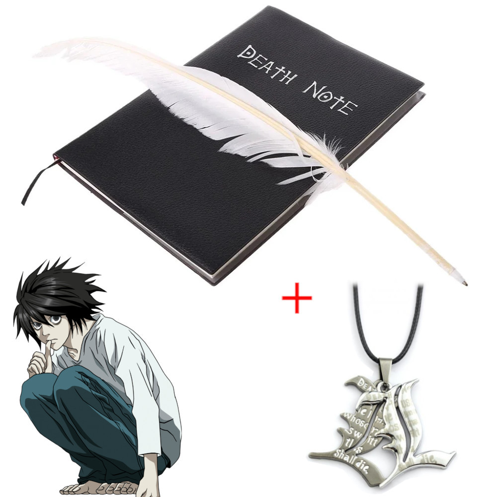 Набір Зошит Смерті: Кулон + Блокнот Зошит Смерті Death Note + ручка-перо у ПОДАРУНОК | Death Note Feather