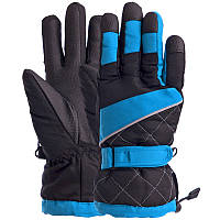 Перчатки горнолыжные женские Zelart Snow Gloves 7133 размер S-M Black-Light Blue