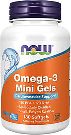 Омега-3,  NOW Foods Omega-3 Mini Gels  (180 soft)