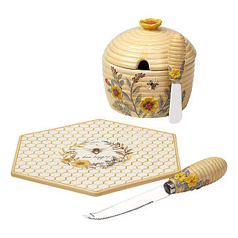 Набір з кераміки блюдо для сиру, піала для паштету "Солодкий мед" Certified International