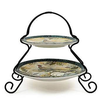 Блюдо двоярусне з кераміки з малюнком птахів "Щедрий урожай" Certified International