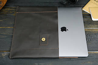 Шкіряний чохол для MacBook Air 13" (2018-2021), Дизайн №20, натуральна шкіра Grand, колір Шоколад, фото 4