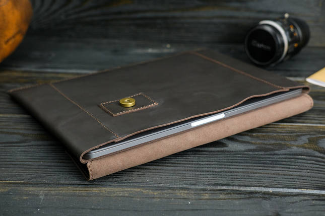 Шкіряний чохол для MacBook Air 13" (2018-2021), Дизайн №20, натуральна шкіра Grand, колір Шоколад, фото 1