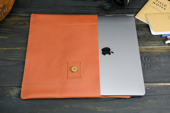 Шкіряний чохол для MacBook Air 13" (2018-2021), Дизайн №20, натуральна шкіра Grand, колір Коньяк, фото 1
