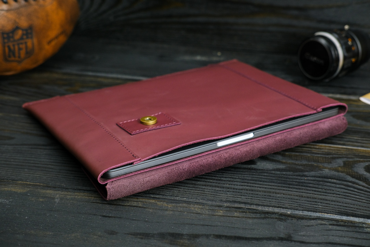 Шкіряний чохол для MacBook Air 13" (2018-2021), Дизайн №20, натуральна шкіра Grand, колір Бордо