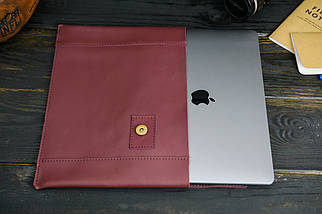 Шкіряний чохол для MacBook Air 13" (2018-2021), Дизайн №20, натуральна шкіра Grand, колір Бордо, фото 3