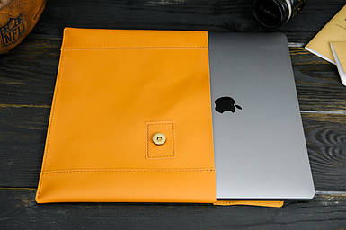 Шкіряний чохол для MacBook, Дизайн №20, натуральна шкіра Grand, колір Бруштин
