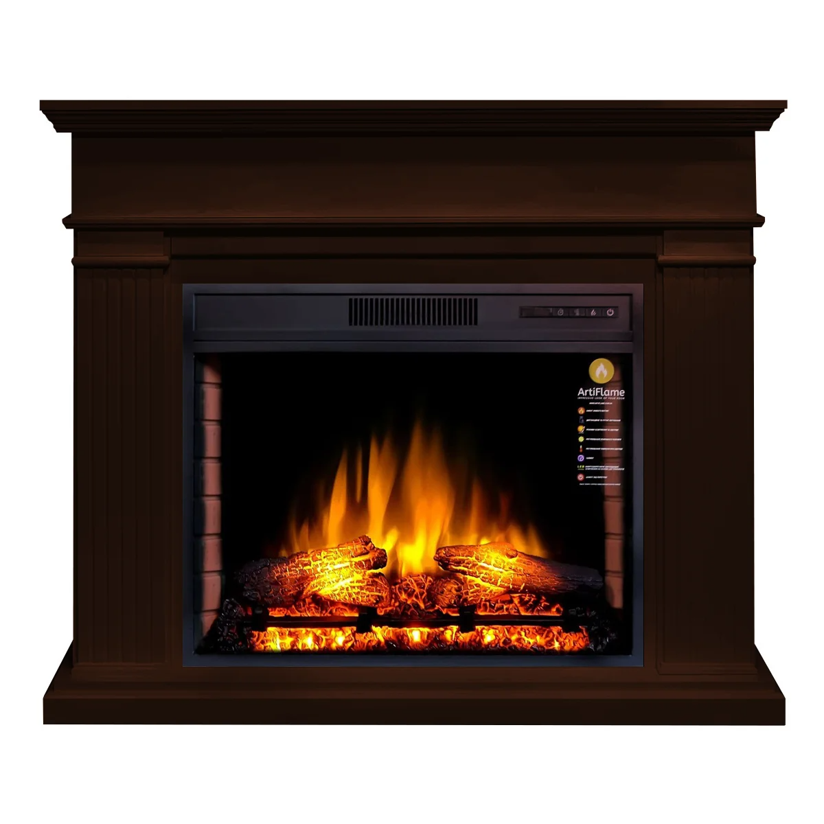 Кутовий камінокомплект ArtiFlame ANDANTE CORNER AF23S Коньяк ефект полум'я зі звуком та обігрівом