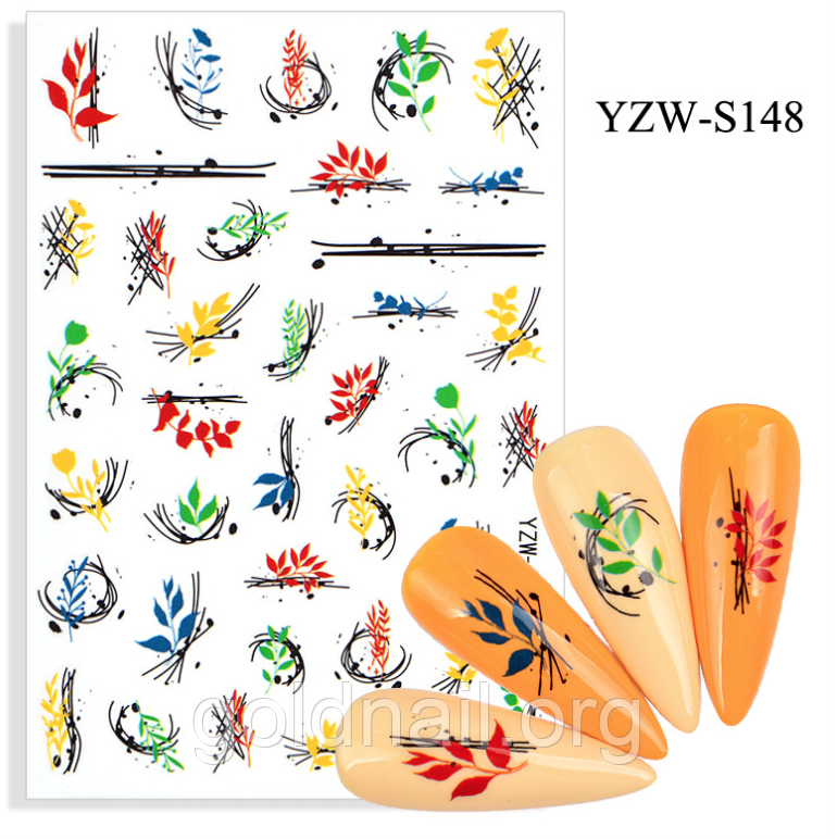 Слайдер, наклейка для дизайну нігтів YZW-S148, весна