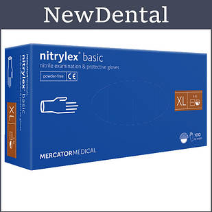 Рукавички нітрилові Nitrylex Basic ХL" Сині , (Нитрилекс) неопудрені, рукавички нітрилові - 100 шт/уп
