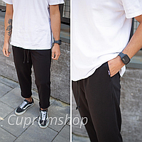 Чоловічі стильні штани чиноси-джогери чорні на гумці повсякденні зручні та практичні