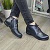 Черевики жіночі шкіряні на шнурівці, колір синій, фото 4