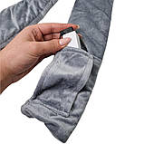 Шарф із підігрівом сірий електричний Зимовий теплий для шиї з живленням від павербанку USB 3 режиму температури, фото 2