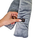 Шарф із підігрівом сірий електричний Зимовий теплий для шиї з живленням від павербанку USB 3 режиму температури, фото 6