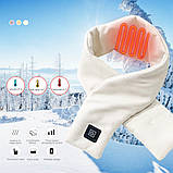 Шарф із підігрівом сірий електричний Зимовий теплий для шиї з живленням від павербанку USB 3 режиму температури, фото 7