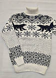 Молодіжний в'язаний светр з ведмедями розміри M,L,XL,XXL синій, фото 5