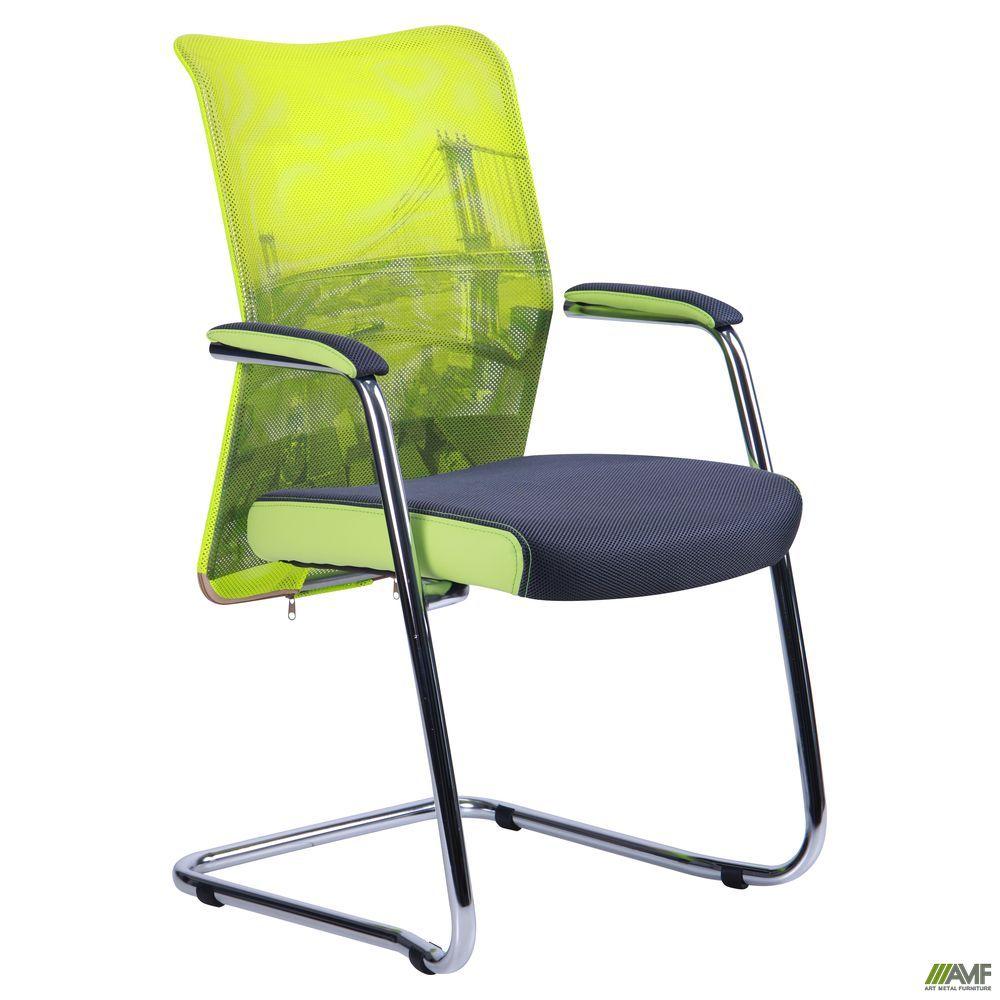 Крісло Аеро CF хром сидіння Сітка сіра, Zeus 047 Light Green/спинка Сітка лайм-Brooklyn Bridge