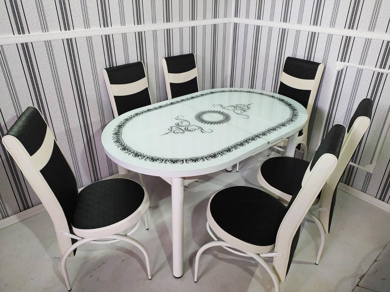 Акция! Комплект ОВАЛ стеклянный стол для кухни и 6 стульев Турция (140 ...