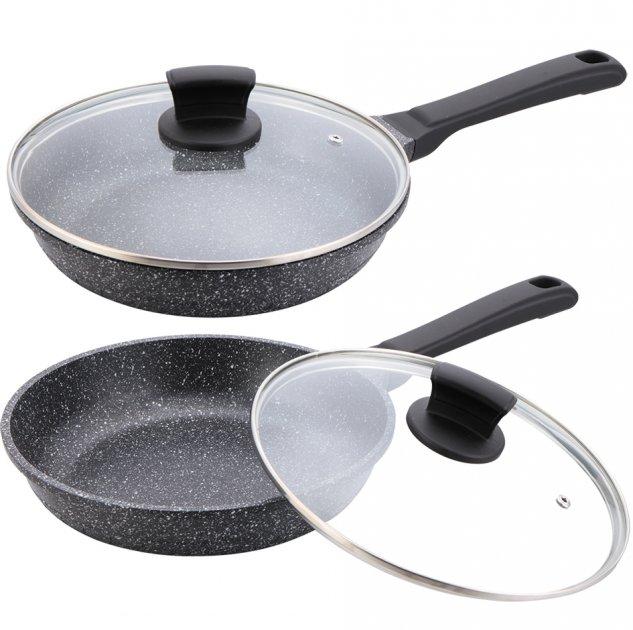 Сковорода Maestro Granite MR-1225-24 (24 см) с антипригарным гранитным покрытием и со стеклянной крышкой