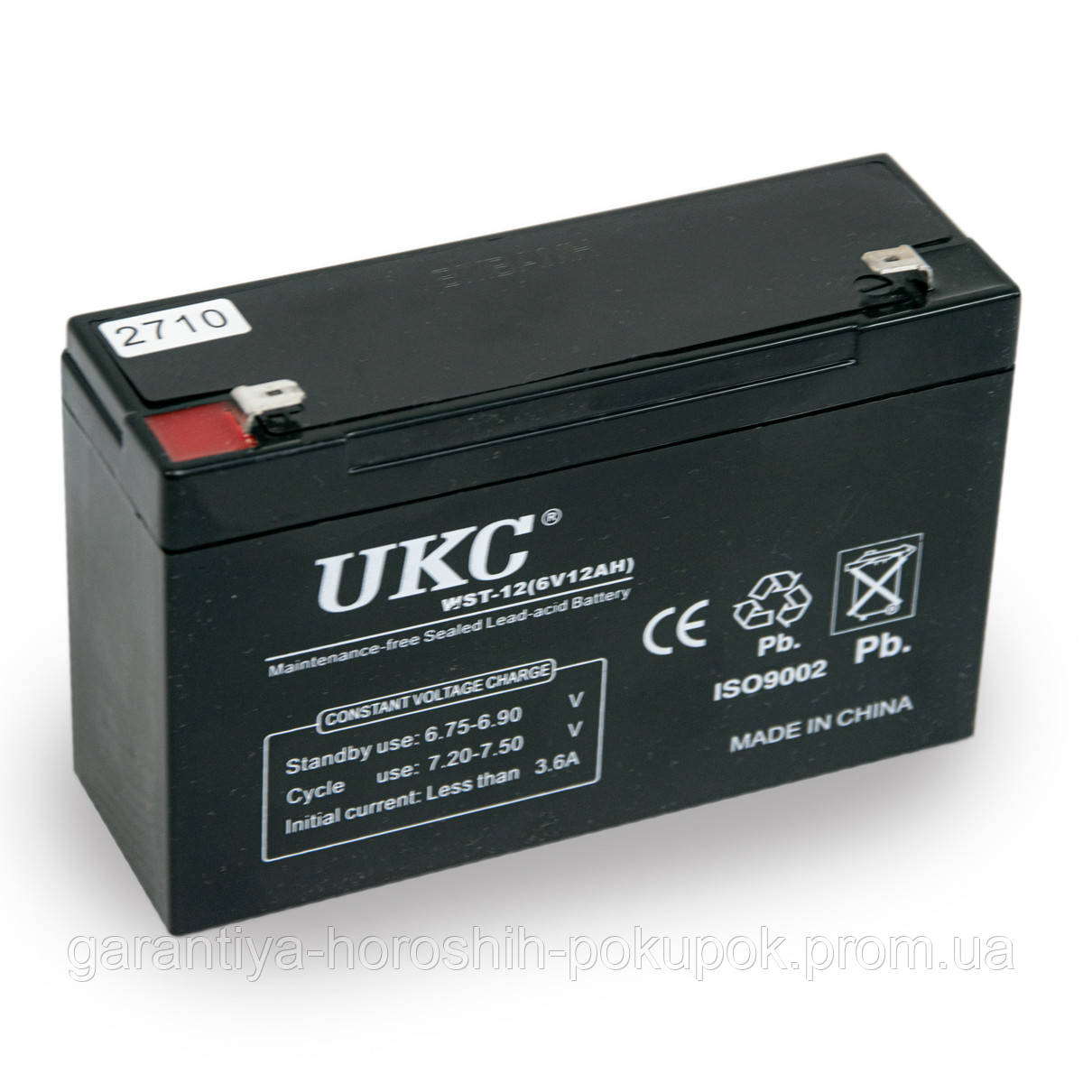 Аккумулятор 6 вольт UKC WST-12, аккумулятор для детского электромобиля 6V 12AH, аккумуляторная батарея (GA) - фото 4 - id-p1549253086