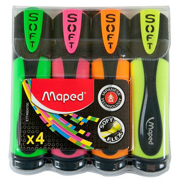 Набір текстмаркерів "Maped" Fluo Peps Ultra Soft №746047 (4шт)(12)