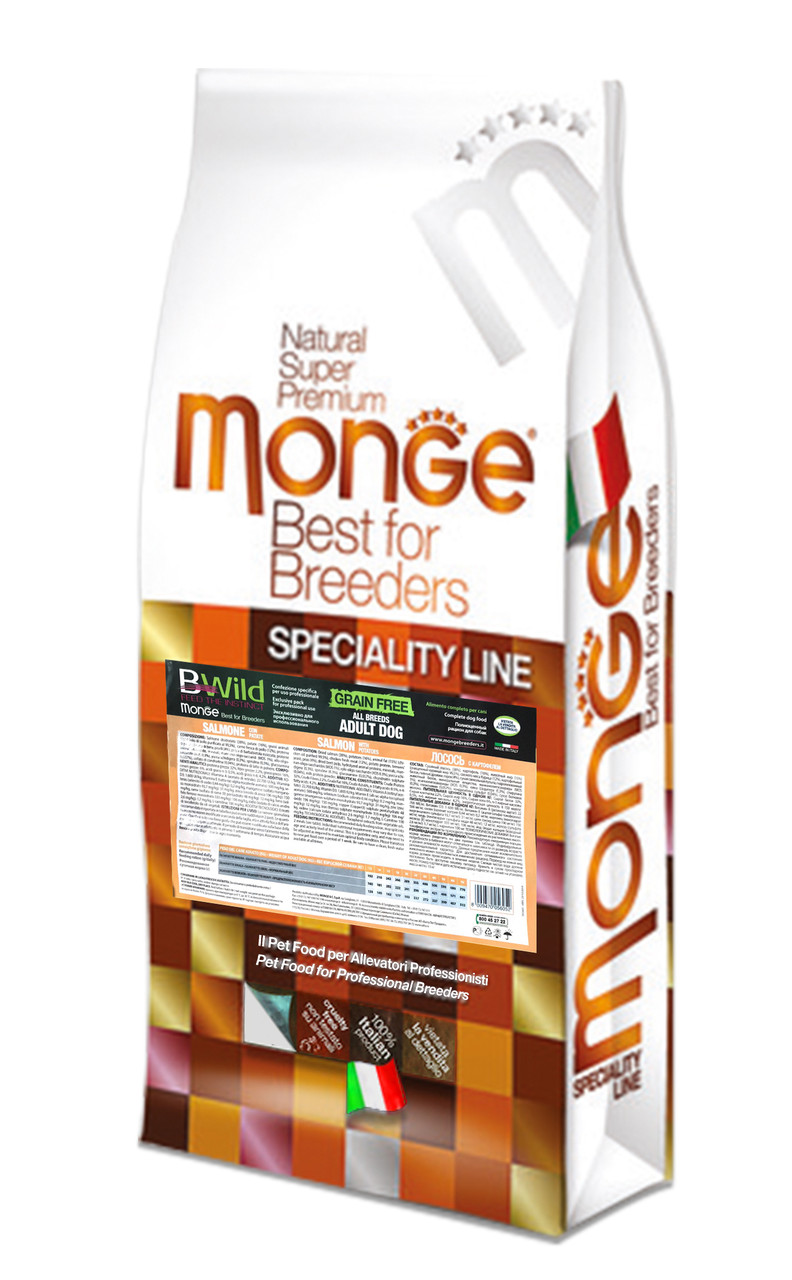 Беззерновой сухий корм для собак BWILD Monge Grain Free лосось 15кг