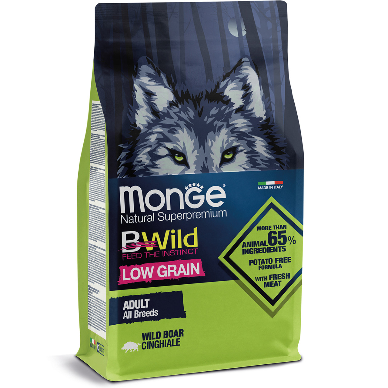 Низькозерновий сухий корм для собак BWILD Monge Low Grain дикий кабан 2,5 кг