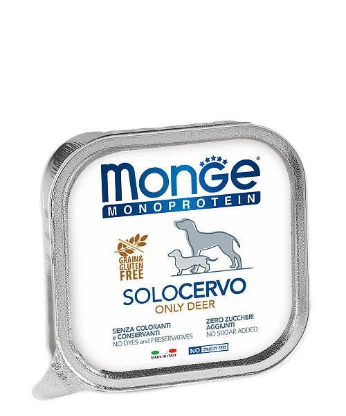 Паштет для собак 150 гр MONGE DOG SOLO 100% оленина