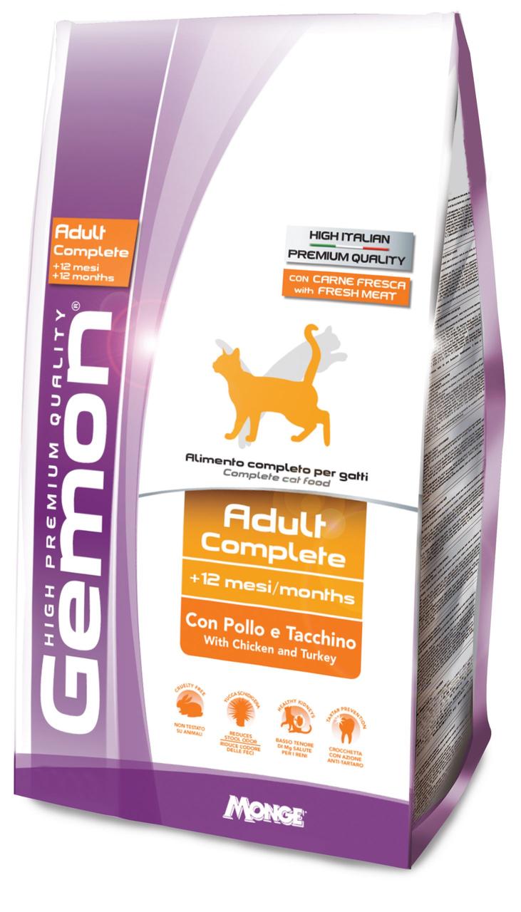 Сухий корм для дорослих котів 400 гр, курка з індичкою GEMON CAT Adult Complete