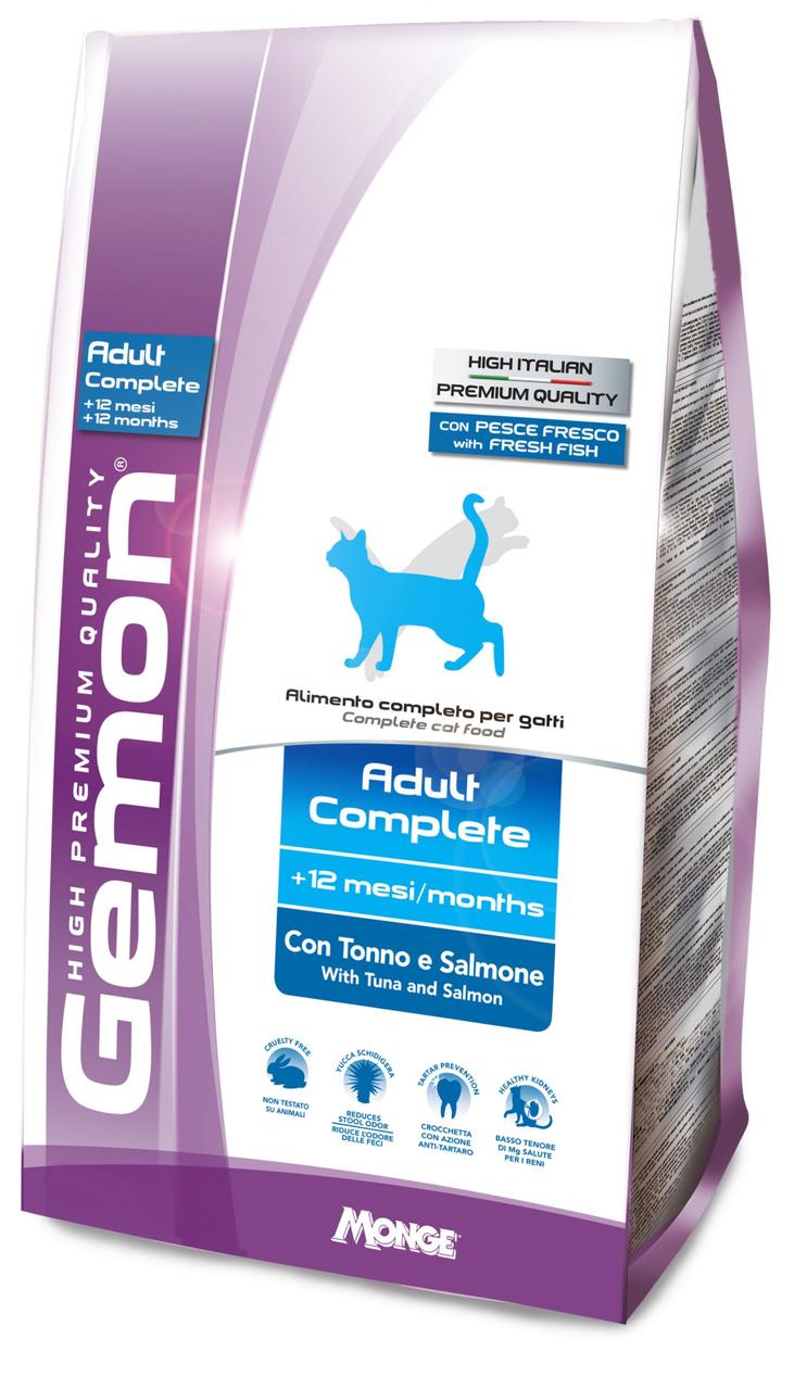 Сухий корм для дорослих котів 1,5 кг, тунець з лососем GEMON CAT Adult Complete