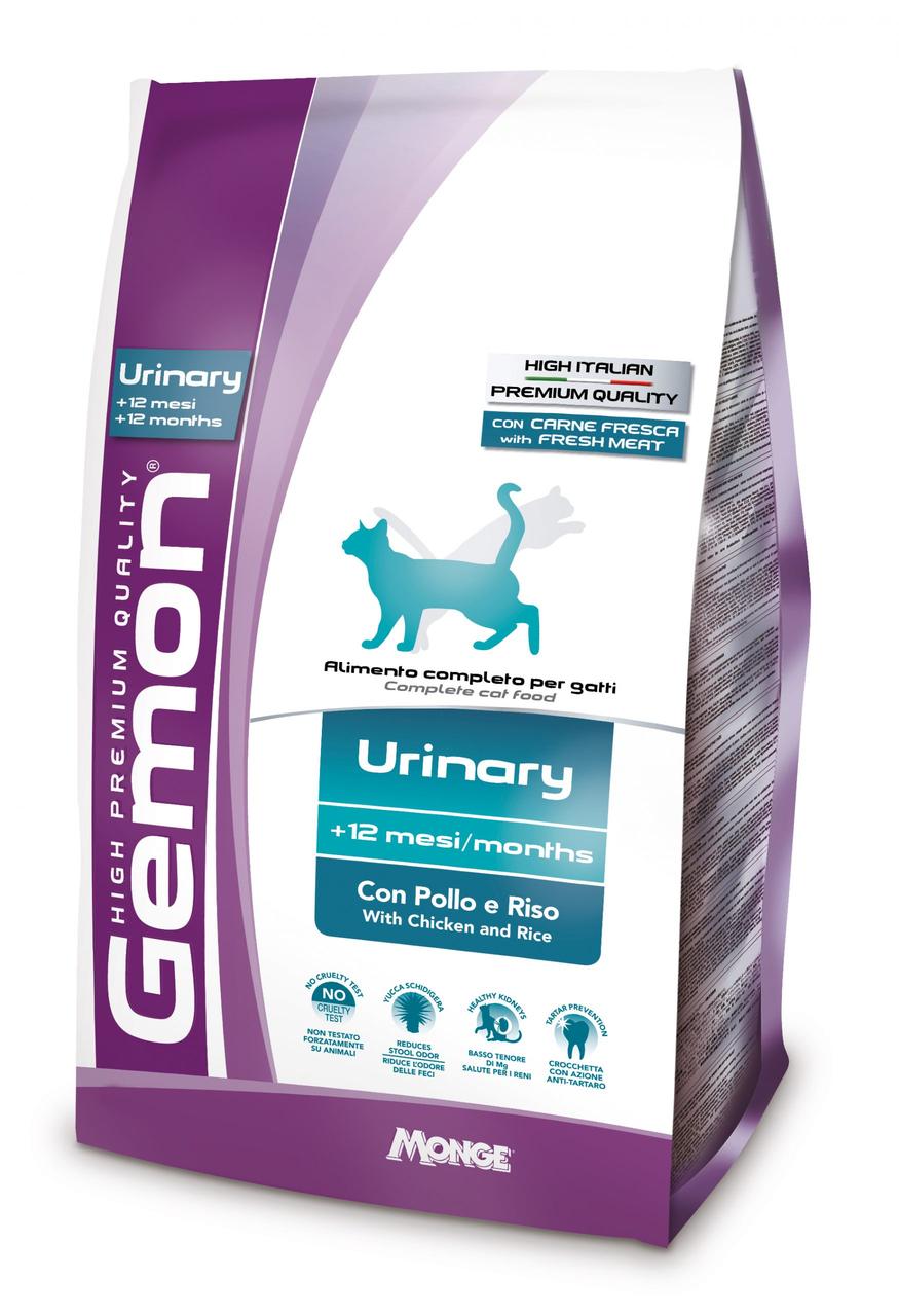 Сухий корм для дорослих котів 1,5 кг, з куркою та рисом GEMON CAT Urinary