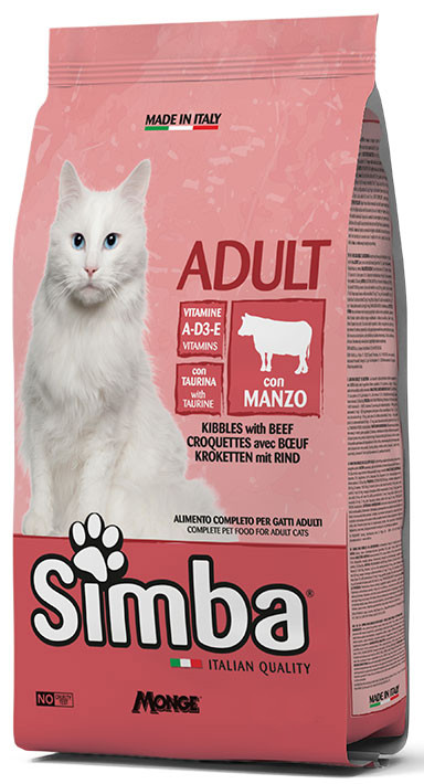 Сухий корм для дорослих котів, 20 кг, з яловичиною SIMBA CAT