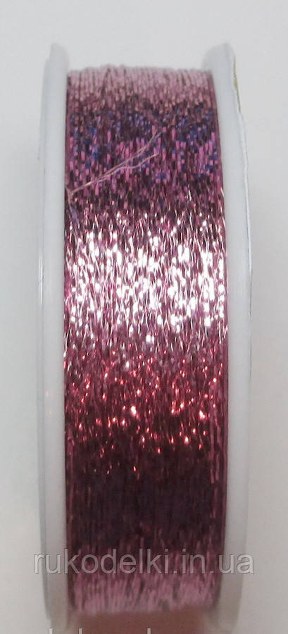 Металізована нитка плоска Люрекс Адель 80-08 рожевий світлий 100м