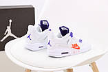 Чоловічі / жіночі кросівки Nike Air Jordan 4 Retro White, білі шкіряні кросівки найк аір джордан 4 ретро аїр, фото 3