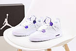 Чоловічі / жіночі кросівки Nike Air Jordan 4 Retro White, білі шкіряні кросівки найк аір джордан 4 ретро аїр, фото 2