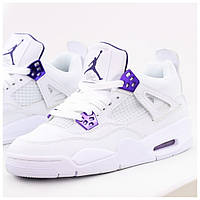 Мужские / женские кроссовки Nike Air Jordan 4 Retro White, белые кожаные кроссовки найк аир джордан 4 ретро