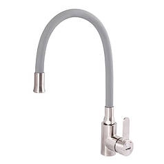 Змішувач для кухні з нержавіючої сталі з силіконовим гусаком (колір сірий) ZERIX LR74004-9