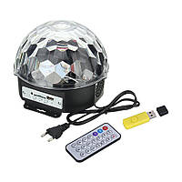 Mр3 Диско-шар проектор светомузыка Led Crystal Magic Ball Light колонка без блютуз