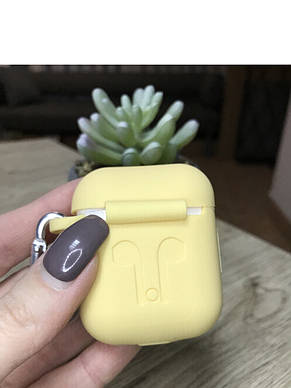 Чохол для навушників Air Pods 1,2 Жовтий Silicone Case силіконовий, фото 3